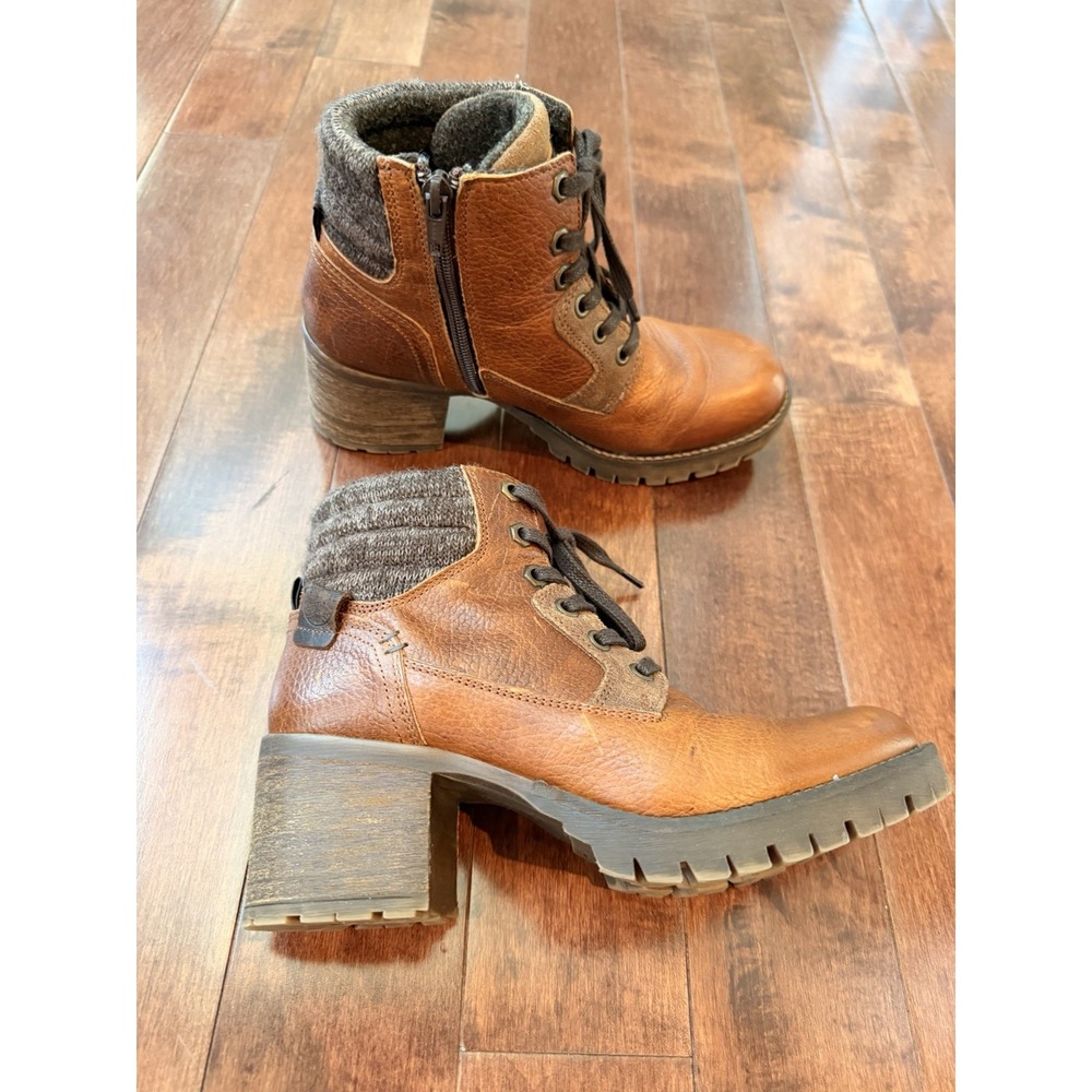Bull Boxer Woman's Cassie Handmade Brown Leather Heeled Combat Boots Sz 7M